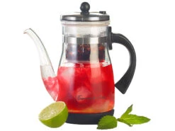 Rosenstein & Söhne Eisteemaschine:Eistee- & Tee-Bereiter-Kanne Mit Komfort-Brühfunktion, 850ml