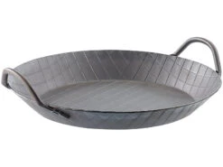 TS Stahlpfanne:Kaltgeschmiedete Pfanne, 2 Griffe, Rautenprägung, Ø 28 Cm, 3,5 Cm Hoch