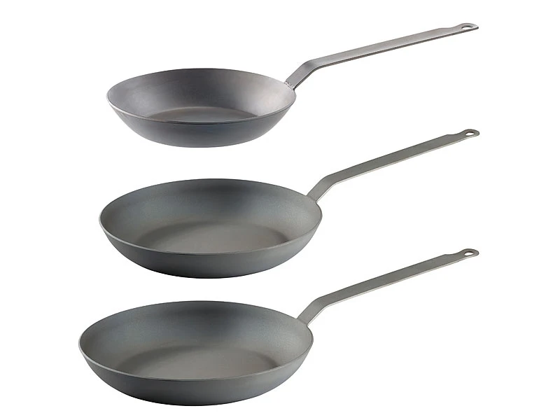 TS Stahlpfannen:Kaltgeschmiedete Bratpfannen Mit Ø 20, 24 Cm Und 28 Cm, 3er-Set 1 TS Stahlpfannen:Kaltgeschmiedete Bratpfannen Mit Ø 20, 24 Cm Und 28 Cm, 3er-Set