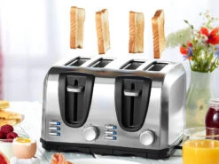 Alternative view of Rosenstein & Söhne Edelstahltoaster:Edelstahl-Toaster Für 4 Scheiben, 1300 W