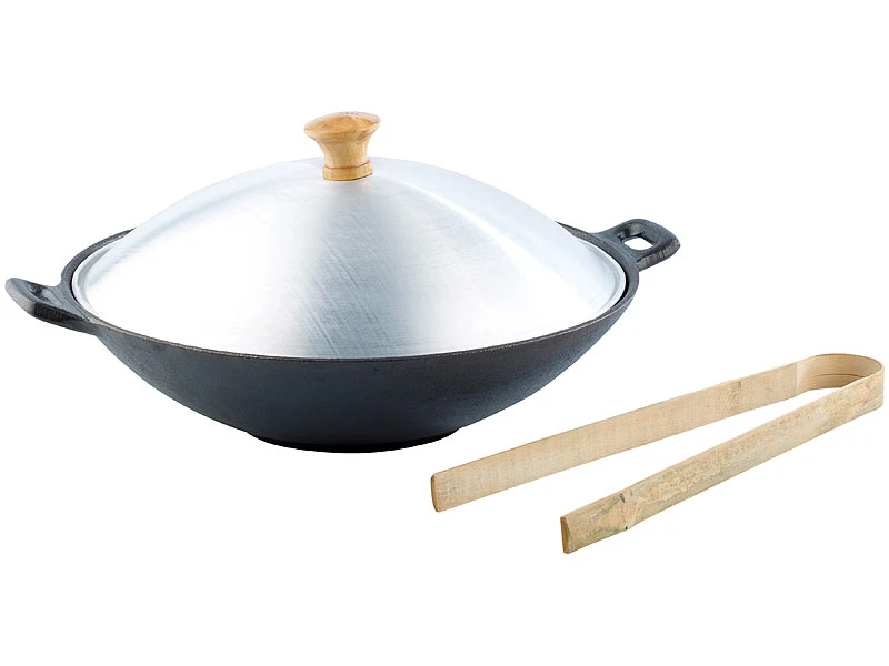 TS Wok Induktion:Gusseisen Wok Set, 30cm 1 TS Wok Induktion:Gusseisen Wok Set, 30cm
