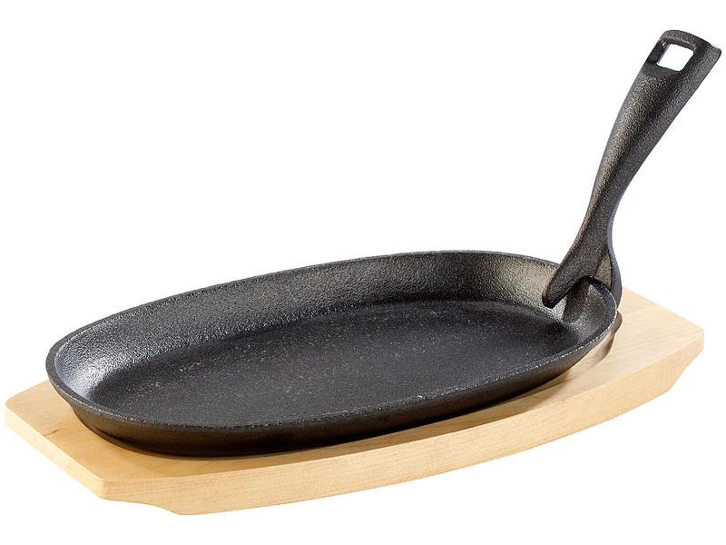 TS Gusspfannen:2 Profi-Servierpfannen, Gusseisen, Mit Untersetzer, 24x14x2,2 Cm, 820g 2 TS Gusspfannen:2 Profi-Servierpfannen, Gusseisen, Mit Untersetzer, 24x14x2,2 Cm, 820g – Bild 2