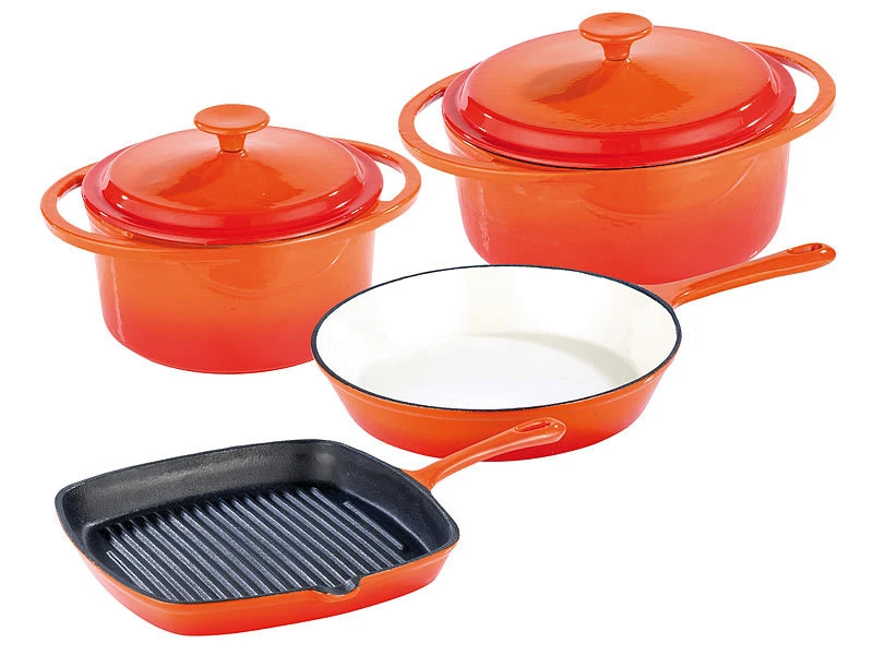 TS Topf Und Pfannenset:Topf- Und Pfannen-Set Aus Gusseisen, 4-teilig 1 TS Topf Und Pfannenset:Topf- Und Pfannen-Set Aus Gusseisen, 4-teilig