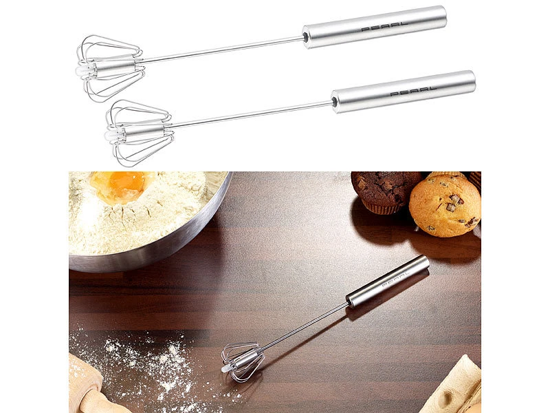 PEARL Zauberquirl:2er Set Multi-Quirl Mit Drehautomatik, Edelstahl, 25cm 1 PEARL Zauberquirl:2er Set Multi-Quirl Mit Drehautomatik, Edelstahl, 25cm
