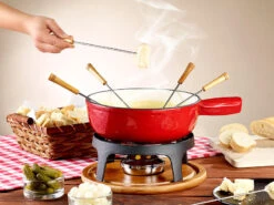 Alternative view of Rosenstein & Söhne Fondue:Käsefondue-Set Aus Emailliertem Gusseisen, Ø24 Cm