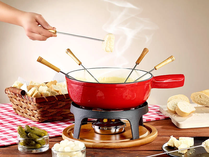 Rosenstein & Söhne Fondue:Käsefondue-Set Aus Emailliertem Gusseisen, Ø24 Cm 2 Rosenstein & Söhne Fondue:Käsefondue-Set Aus Emailliertem Gusseisen, Ø24 Cm – Bild 2