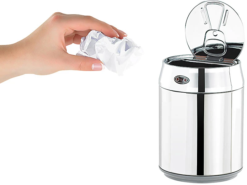 Infactory Tischabfalleimer:Tisch-Mülleimer Im Getränkedosen-Design, Mit Bewegungssensor 1 Infactory Tischabfalleimer:Tisch-Mülleimer Im Getränkedosen-Design, Mit Bewegungssensor