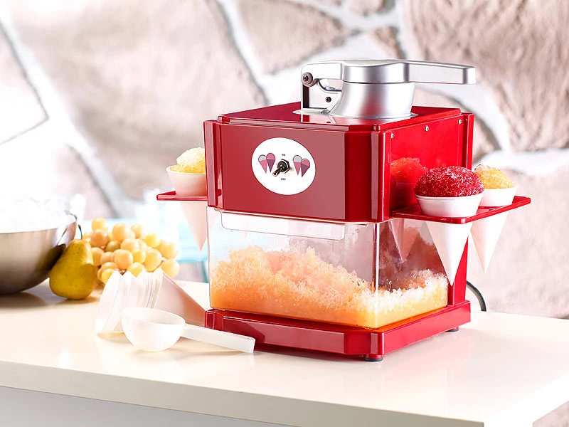 Rosenstein & Söhne Shaved Ice Maschine:Shaved-Ice-Maker Mit 4 Kunststoff-Eisbechern, 4 Servierhalter, 90 Watt 1 Rosenstein & Söhne Shaved Ice Maschine:Shaved-Ice-Maker Mit 4 Kunststoff-Eisbechern, 4 Servierhalter, 90 Watt