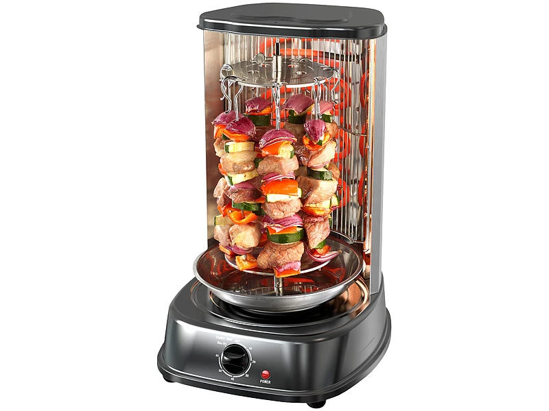 Rosenstein & Söhne Gyrosgrill:Döner- Und Gyros-Grill, 2.000 Watt, Mittelspieß Mit Spießgabeln, Timer 1 Rosenstein & Söhne Gyrosgrill:Döner- Und Gyros-Grill, 2.000 Watt, Mittelspieß Mit Spießgabeln, Timer