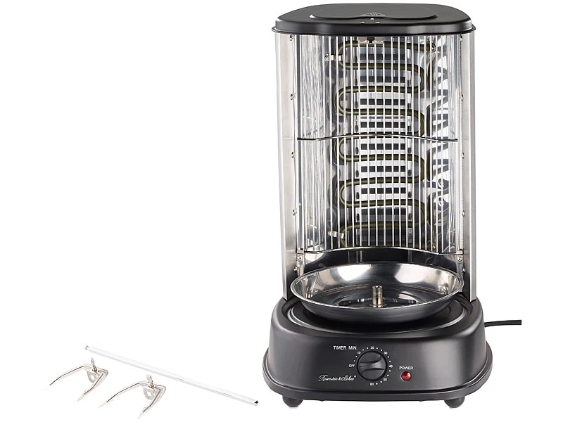 Rosenstein & Söhne Gyrosgrill:Döner- Und Gyros-Grill, 2.000 Watt, Mittelspieß Mit Spießgabeln, Timer 3 Rosenstein & Söhne Gyrosgrill:Döner- Und Gyros-Grill, 2.000 Watt, Mittelspieß Mit Spießgabeln, Timer – Bild 3