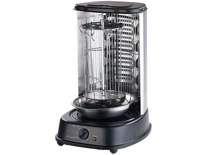 Rosenstein & Söhne Gyrosgrill:Döner- Und Gyros-Grill, 2.000 Watt, Mittelspieß Mit Spießgabeln, Timer 4 Rosenstein & Söhne Gyrosgrill:Döner- Und Gyros-Grill, 2.000 Watt, Mittelspieß Mit Spießgabeln, Timer – Bild 4