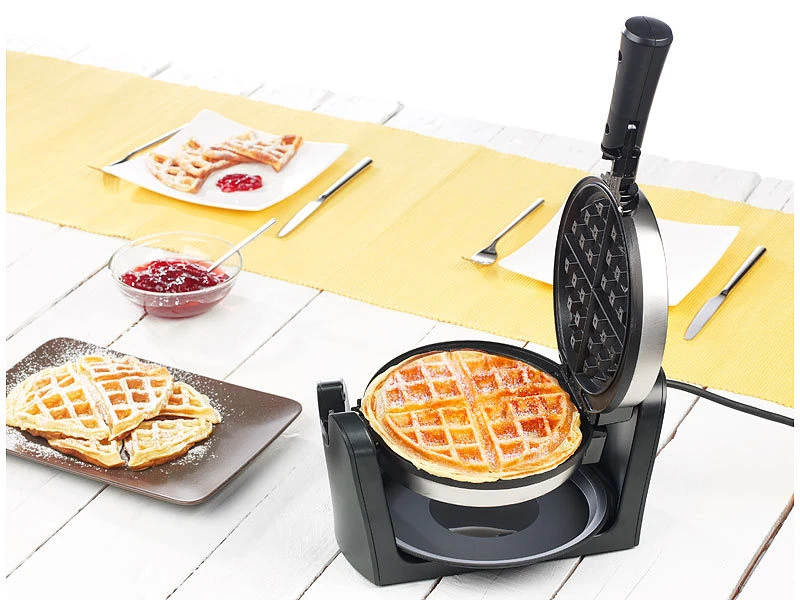 Rosenstein & Söhne Waffeleisen Amerikanisch:180° Drehbares Waffeleisen Für Belgische Waffeln, Edelstahl, 1.000 W 3 Rosenstein & Söhne Waffeleisen Amerikanisch:180° Drehbares Waffeleisen Für Belgische Waffeln, Edelstahl, 1.000 W – Bild 3