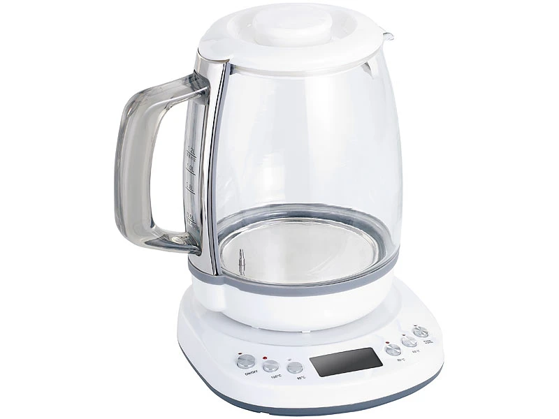 Rosenstein & Söhne Design-Wasserkocher:Glas-Wasserkocher Mit Warmhaltefunktion, 4 Temperaturen, 1,2 L, 1200 W 2 Rosenstein & Söhne Design-Wasserkocher:Glas-Wasserkocher Mit Warmhaltefunktion, 4 Temperaturen, 1,2 L, 1200 W – Bild 2