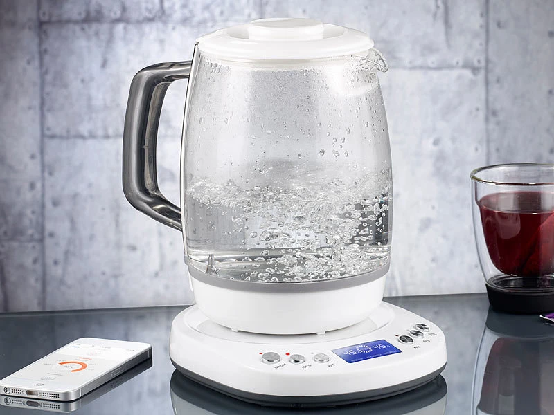 Rosenstein & Söhne Design-Wasserkocher:Glas-Wasserkocher Mit Warmhaltefunktion, 4 Temperaturen, 1,2 L, 1200 W 3 Rosenstein & Söhne Design-Wasserkocher:Glas-Wasserkocher Mit Warmhaltefunktion, 4 Temperaturen, 1,2 L, 1200 W – Bild 3