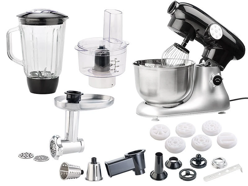 Rosenstein & Söhne Teigmaschine:Küchenmaschine KM-6618, Inkl. Umfangreiches Zubehör 1 Rosenstein & Söhne Teigmaschine:Küchenmaschine KM-6618, Inkl. Umfangreiches Zubehör