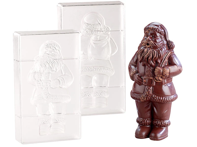 Rosenstein & Söhne Schokoladenform:3D Schokoladen-Gussformen-Set "XL Weihnachtsmann" 1 Rosenstein & Söhne Schokoladenform:3D Schokoladen-Gussformen-Set "XL Weihnachtsmann"