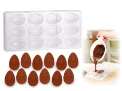 Rosenstein & Söhne Gießformen Ostern:2er Pack Schokoladen-Gussform Osterei, Klein