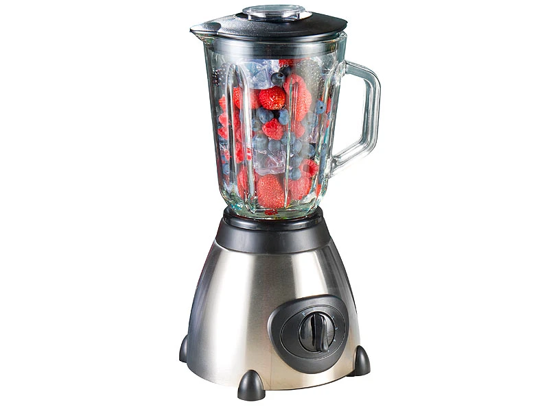 Rosenstein & Söhne Mixer:Glas-Standmixer, 6 Edelstahl Klingen, 6 Modi, 600W, 1,5 L, Profi Clean 1 Rosenstein & Söhne Mixer:Glas-Standmixer, 6 Edelstahl Klingen, 6 Modi, 600W, 1,5 L, Profi Clean