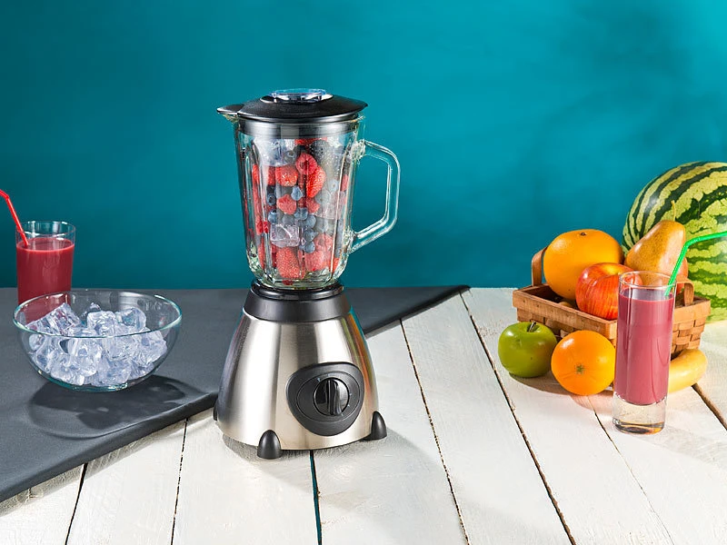 Rosenstein & Söhne Mixer:Glas-Standmixer, 6 Edelstahl Klingen, 6 Modi, 600W, 1,5 L, Profi Clean 7 Rosenstein & Söhne Mixer:Glas-Standmixer, 6 Edelstahl Klingen, 6 Modi, 600W, 1,5 L, Profi Clean – Bild 7