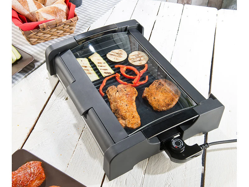 Rosenstein & Söhne Tischgrill Mit Deckel:Tischgrill Mit Glasdeckel, Keramik-beschichtete Grillplatte, 1.650 W 12 Rosenstein & Söhne Tischgrill Mit Deckel:Tischgrill Mit Glasdeckel, Keramik-beschichtete Grillplatte, 1.650 W – Bild 12
