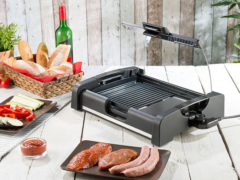 Rosenstein & Söhne Tischgrill Mit Deckel:Tischgrill Mit Glasdeckel, Keramik-beschichtete Grillplatte, 1.650 W 15 Rosenstein & Söhne Tischgrill Mit Deckel:Tischgrill Mit Glasdeckel, Keramik-beschichtete Grillplatte, 1.650 W – Bild 15