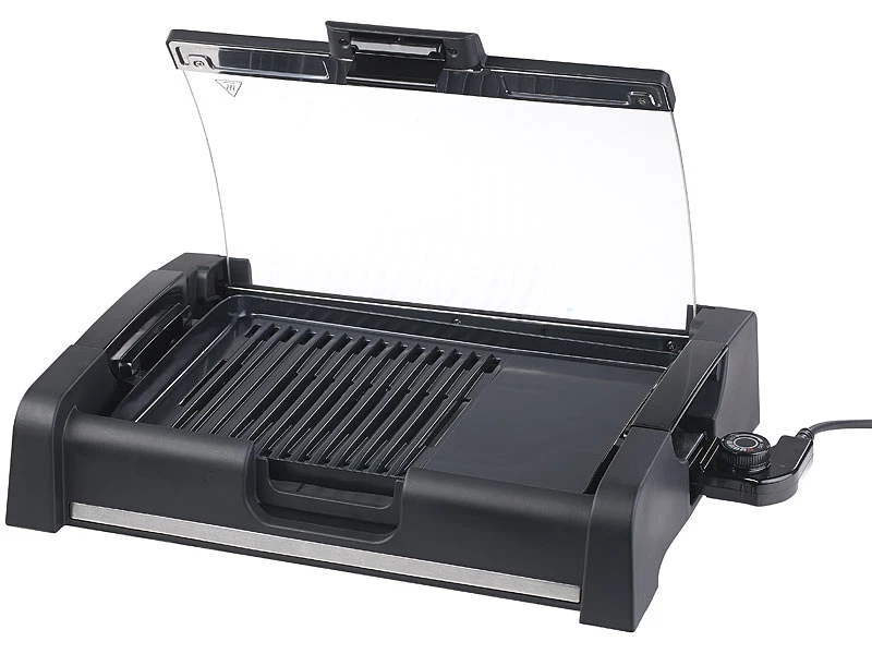 Rosenstein & Söhne Tischgrill Mit Deckel:Tischgrill Mit Glasdeckel, Keramik-beschichtete Grillplatte, 1.650 W 8 Rosenstein & Söhne Tischgrill Mit Deckel:Tischgrill Mit Glasdeckel, Keramik-beschichtete Grillplatte, 1.650 W – Bild 8