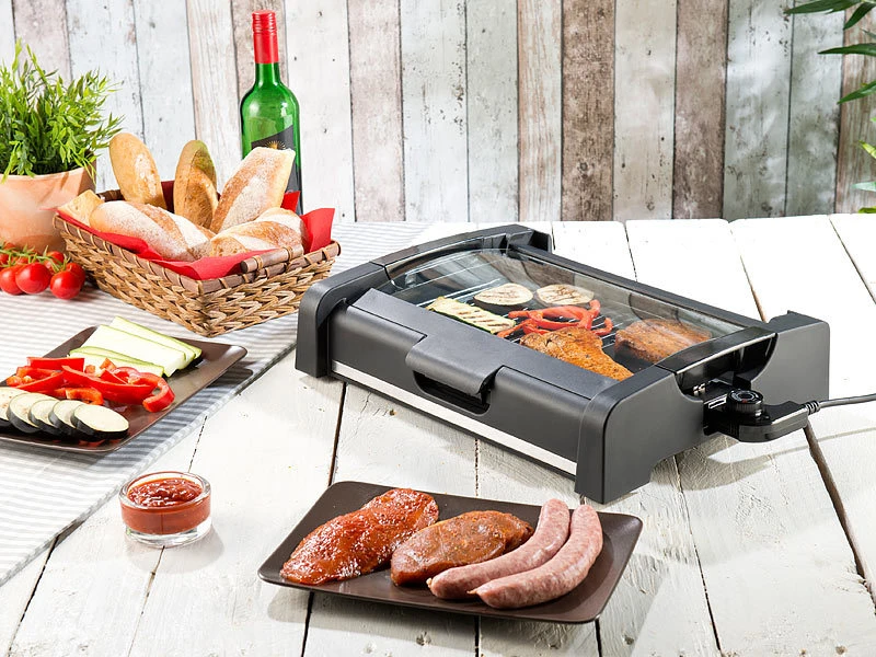 Rosenstein & Söhne Tischgrill Mit Deckel:Tischgrill Mit Glasdeckel, Keramik-beschichtete Grillplatte, 1.650 W 11 Rosenstein & Söhne Tischgrill Mit Deckel:Tischgrill Mit Glasdeckel, Keramik-beschichtete Grillplatte, 1.650 W – Bild 11