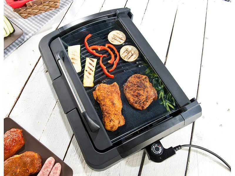 Rosenstein & Söhne Elektrogrill:XL-Tischgrill M. Glasdeckel, Keramik-beschichtete Grillplatte, 2.200 W 12 Rosenstein & Söhne Elektrogrill:XL-Tischgrill M. Glasdeckel, Keramik-beschichtete Grillplatte, 2.200 W – Bild 12