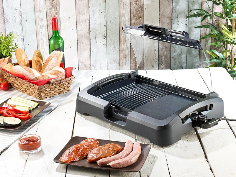 Rosenstein & Söhne Elektrogrill:XL-Tischgrill M. Glasdeckel, Keramik-beschichtete Grillplatte, 2.200 W 15 Rosenstein & Söhne Elektrogrill:XL-Tischgrill M. Glasdeckel, Keramik-beschichtete Grillplatte, 2.200 W – Bild 15