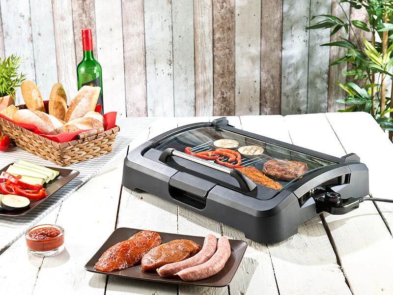 Rosenstein & Söhne Elektrogrill:XL-Tischgrill M. Glasdeckel, Keramik-beschichtete Grillplatte, 2.200 W 5 Rosenstein & Söhne Elektrogrill:XL-Tischgrill M. Glasdeckel, Keramik-beschichtete Grillplatte, 2.200 W – Bild 5