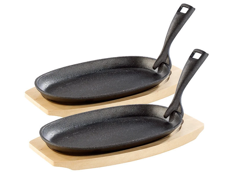 TS Gusspfannen:2 Profi-Servierpfannen, Gusseisen, Mit Untersetzer, 24x14x2,2 Cm, 820g 1 TS Gusspfannen:2 Profi-Servierpfannen, Gusseisen, Mit Untersetzer, 24x14x2,2 Cm, 820g
