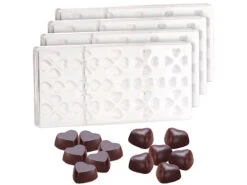 Rosenstein & Söhne Schokolade Herzformen:4er-Set 3D Schokoladen-Gussformen-Set "Herzen"