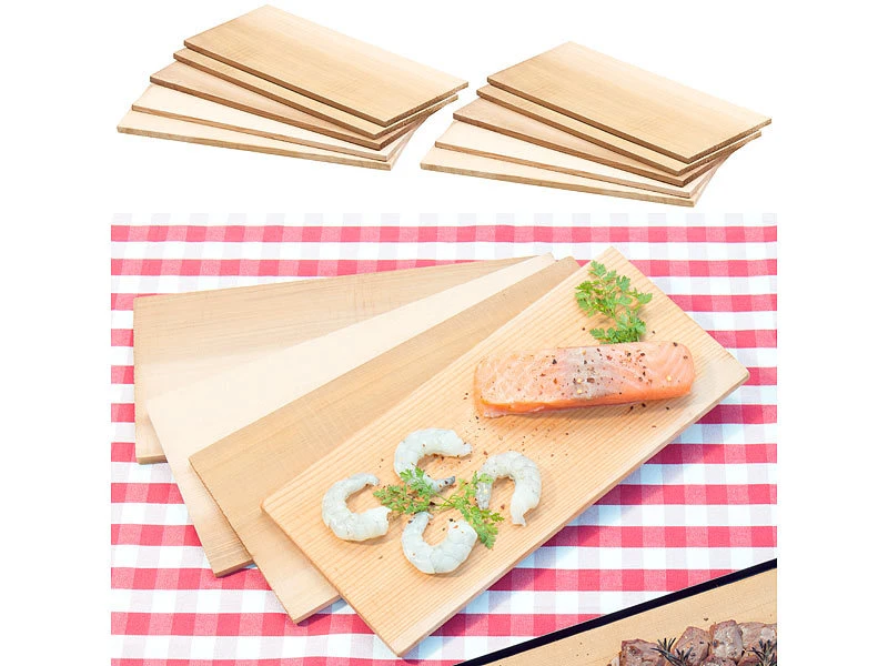 Rosenstein & Söhne Zedernholz-Bretter:10er-Set Zedernholz-Grillbretter Für Holzkohle- & Gasgrills 1 Rosenstein & Söhne Zedernholz-Bretter:10er-Set Zedernholz-Grillbretter Für Holzkohle- & Gasgrills