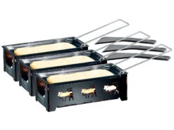 Alternative view of Rosenstein & Söhne Raclette Teelichtofen:3er-Set Teelicht-Raclette, Mit Schaber