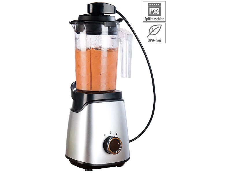 Rosenstein & Söhne Standmixer:2in1-Vakuum-Mixer Mit 3 Stufen & 4 Klingen, 700 Ml, BPA-frei, 300 Watt 1 Rosenstein & Söhne Standmixer:2in1-Vakuum-Mixer Mit 3 Stufen & 4 Klingen, 700 Ml, BPA-frei, 300 Watt