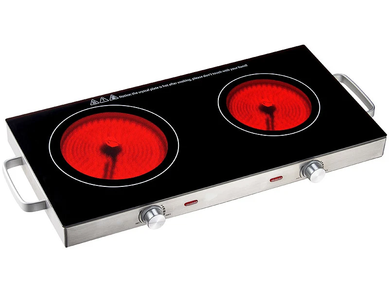 Rosenstein & Söhne Kochplatte Doppel:Glaskeramik-Doppelkochfeld Mit Infrarot-Wärme, Versandrückläufer 3 Rosenstein & Söhne Kochplatte Doppel:Glaskeramik-Doppelkochfeld Mit Infrarot-Wärme, Versandrückläufer – Bild 3