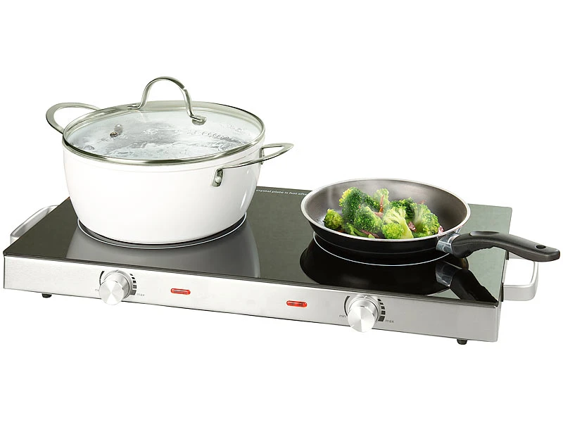 Rosenstein & Söhne Kochfeld:Glaskeramik-Doppelkochfeld Mit Infrarot-Wärme; 2.800 W; Ø 16.5 & 20 Cm 2 Rosenstein & Söhne Kochfeld:Glaskeramik-Doppelkochfeld Mit Infrarot-Wärme; 2.800 W; Ø 16.5 & 20 Cm – Bild 2
