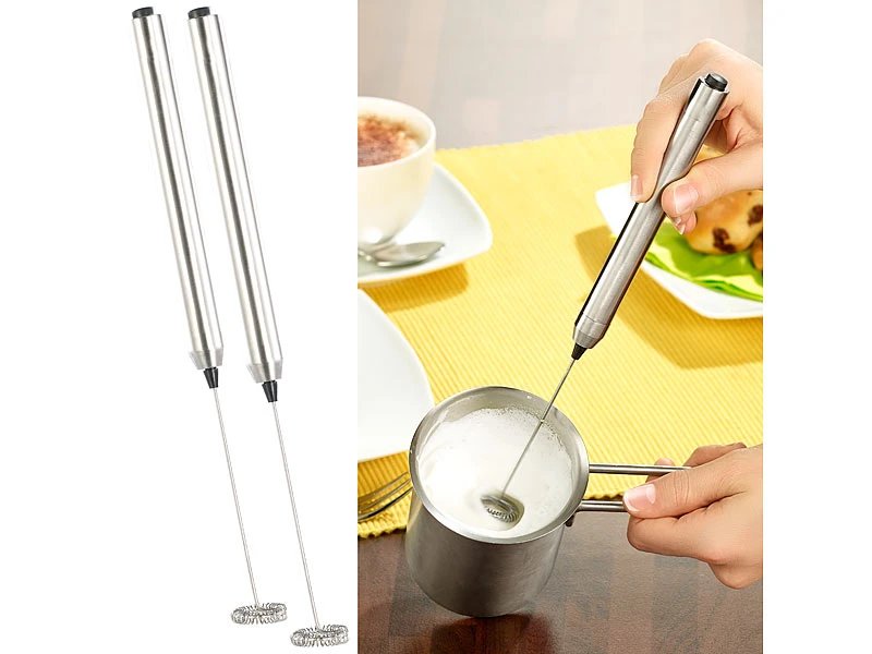 Rosenstein & Söhne Milchaufschäumer Camping:2 Milchaufschäumer-Sticks Mit Edelstahl-Gehäuse, Spiralquirl, Ø 24 Mm 1 Rosenstein & Söhne Milchaufschäumer Camping:2 Milchaufschäumer-Sticks Mit Edelstahl-Gehäuse, Spiralquirl, Ø 24 Mm