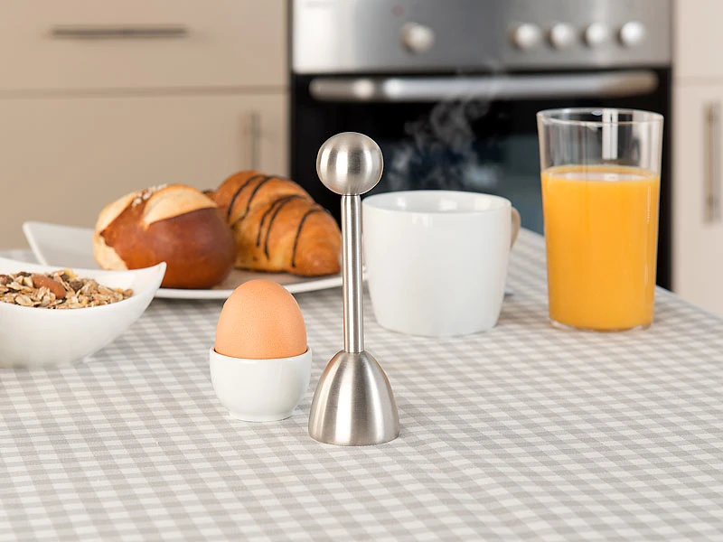 Rosenstein & Söhne Eieröffner Mit Kugel:2er-Set Eierköpfer Und Eieröffner Aus Edelstahl, Für Harte/weiche Eier 7 Rosenstein & Söhne Eieröffner Mit Kugel:2er-Set Eierköpfer Und Eieröffner Aus Edelstahl, Für Harte/weiche Eier – Bild 7