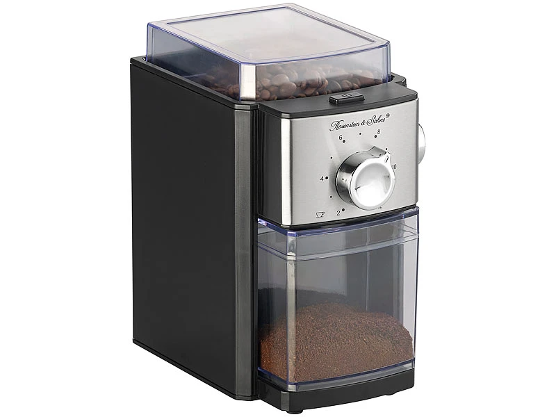 Rosenstein & Söhne Kaffemühle:Elektrische Kaffeemühle, Scheibenmahlwerk, Für 250 G Bohnen, 150 Watt 3 Rosenstein & Söhne Kaffemühle:Elektrische Kaffeemühle, Scheibenmahlwerk, Für 250 G Bohnen, 150 Watt – Bild 3