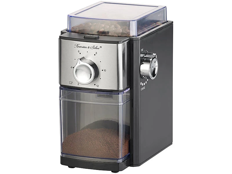 Rosenstein & Söhne Kaffemühle:Elektrische Kaffeemühle, Scheibenmahlwerk, Für 250 G Bohnen, 150 Watt 10 Rosenstein & Söhne Kaffemühle:Elektrische Kaffeemühle, Scheibenmahlwerk, Für 250 G Bohnen, 150 Watt – Bild 10