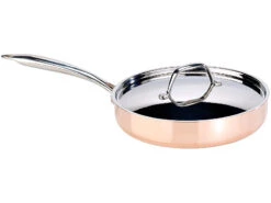 TS Kupferpfanne:Kupfer-Stieltopf Mit Deckel, 24 Cm