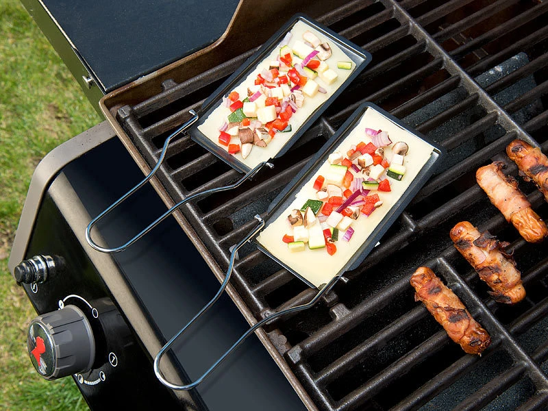 Rosenstein & Söhne Grillpfännchen:2er-Set Grill-Pfännchen Mit Klappbarem Griff, Spülmaschinenfest 3 Rosenstein & Söhne Grillpfännchen:2er-Set Grill-Pfännchen Mit Klappbarem Griff, Spülmaschinenfest – Bild 3