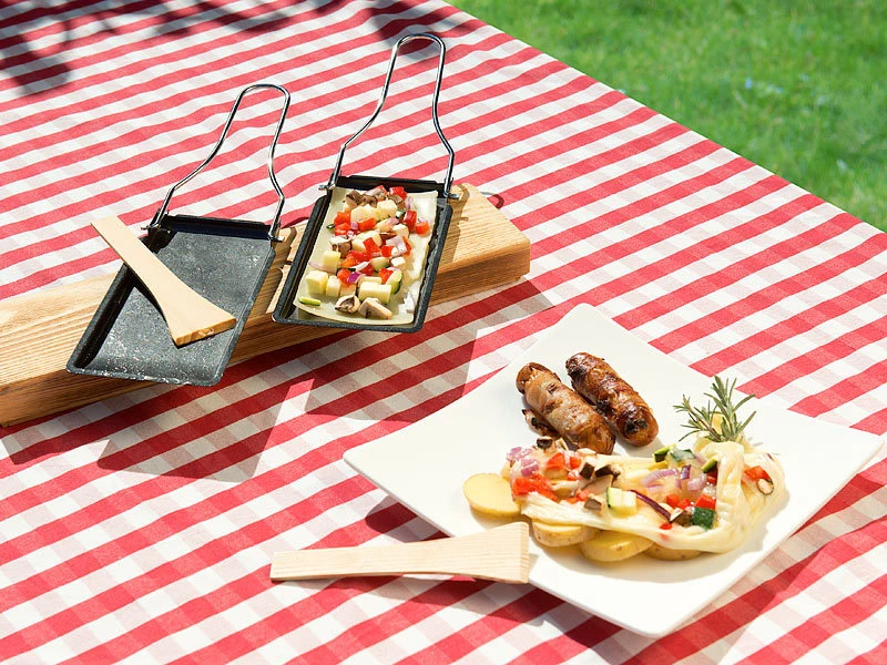 Rosenstein & Söhne Raclette Pfännchen:6er-Set Grill-Pfännchen Mit Klappbarem Griff, Spülmaschinenfest 8 Rosenstein & Söhne Raclette Pfännchen:6er-Set Grill-Pfännchen Mit Klappbarem Griff, Spülmaschinenfest – Bild 8
