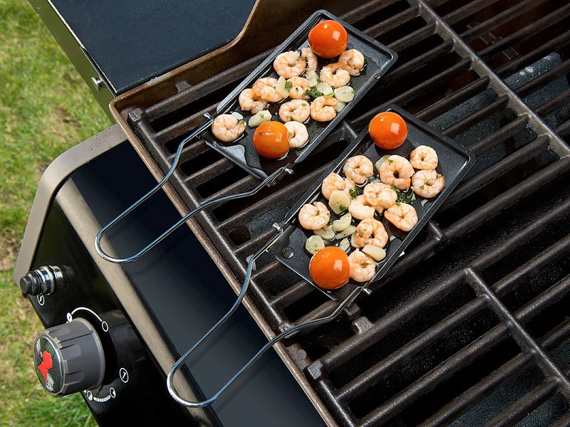 Rosenstein & Söhne Grillpfännchen:2er-Set Grill-Pfännchen Mit Klappbarem Griff, Spülmaschinenfest 7 Rosenstein & Söhne Grillpfännchen:2er-Set Grill-Pfännchen Mit Klappbarem Griff, Spülmaschinenfest – Bild 7