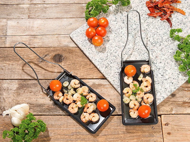 Rosenstein & Söhne Grillpfännchen:2er-Set Grill-Pfännchen Mit Klappbarem Griff, Spülmaschinenfest 8 Rosenstein & Söhne Grillpfännchen:2er-Set Grill-Pfännchen Mit Klappbarem Griff, Spülmaschinenfest – Bild 8