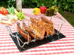 Rosenstein & Söhne Grillhalter:2er-Set 2in1-Sparerib-Halter & Bratenkorb Für Grill & Ofen, Edelstahl -Rosenstein & Söhne Shop nx6050 3 1