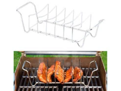 Rosenstein & Söhne Grillhalter:2er-Set 2in1-Sparerib-Halter & Bratenkorb Für Grill & Ofen, Edelstahl -Rosenstein & Söhne Shop nx6050 5 1