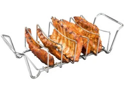 Alternative view of Rosenstein & Söhne Rippchenhalter:2in1-Sparerib-Halter Und Bratenkorb Für Grill Und Ofen, Edelstahl