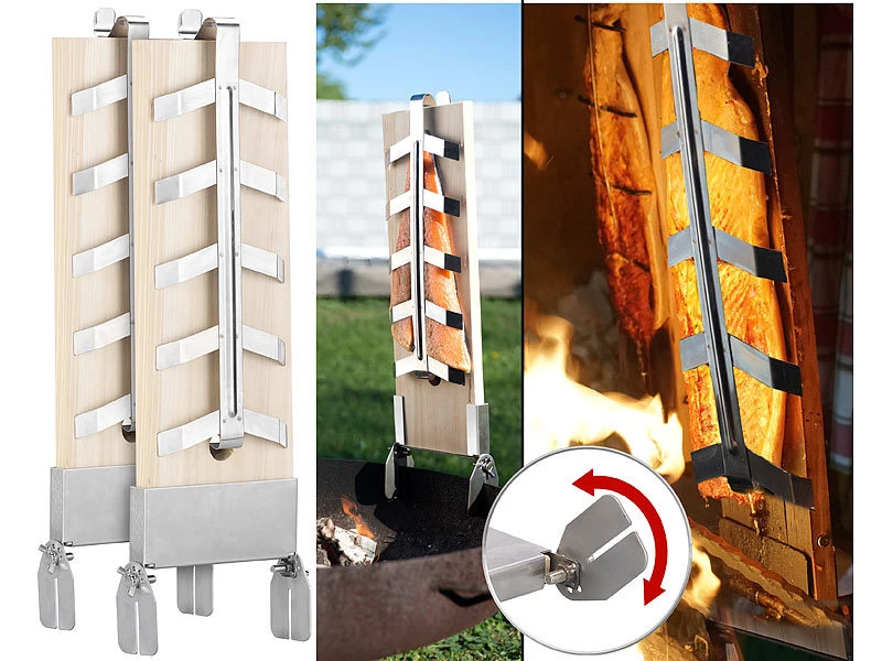 Rosenstein & Söhne Flammlachs Halterung:Flammlachs-Bretter, Zedernholz, Versandrückläufer 1 Rosenstein & Söhne Flammlachs Halterung:Flammlachs-Bretter, Zedernholz, Versandrückläufer